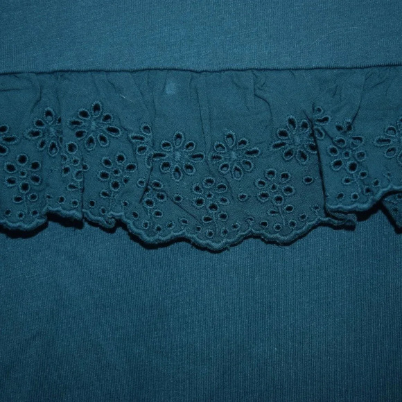 Teal Green Blouse Cat & Jack Toddler Girls Eyelet Long Sleeve Size 5T - Picture 3 of 5